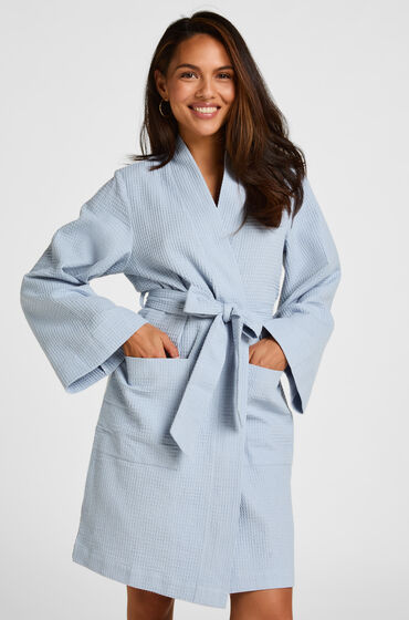 Hunkemöller Badjas met wafeltextuur Blauw