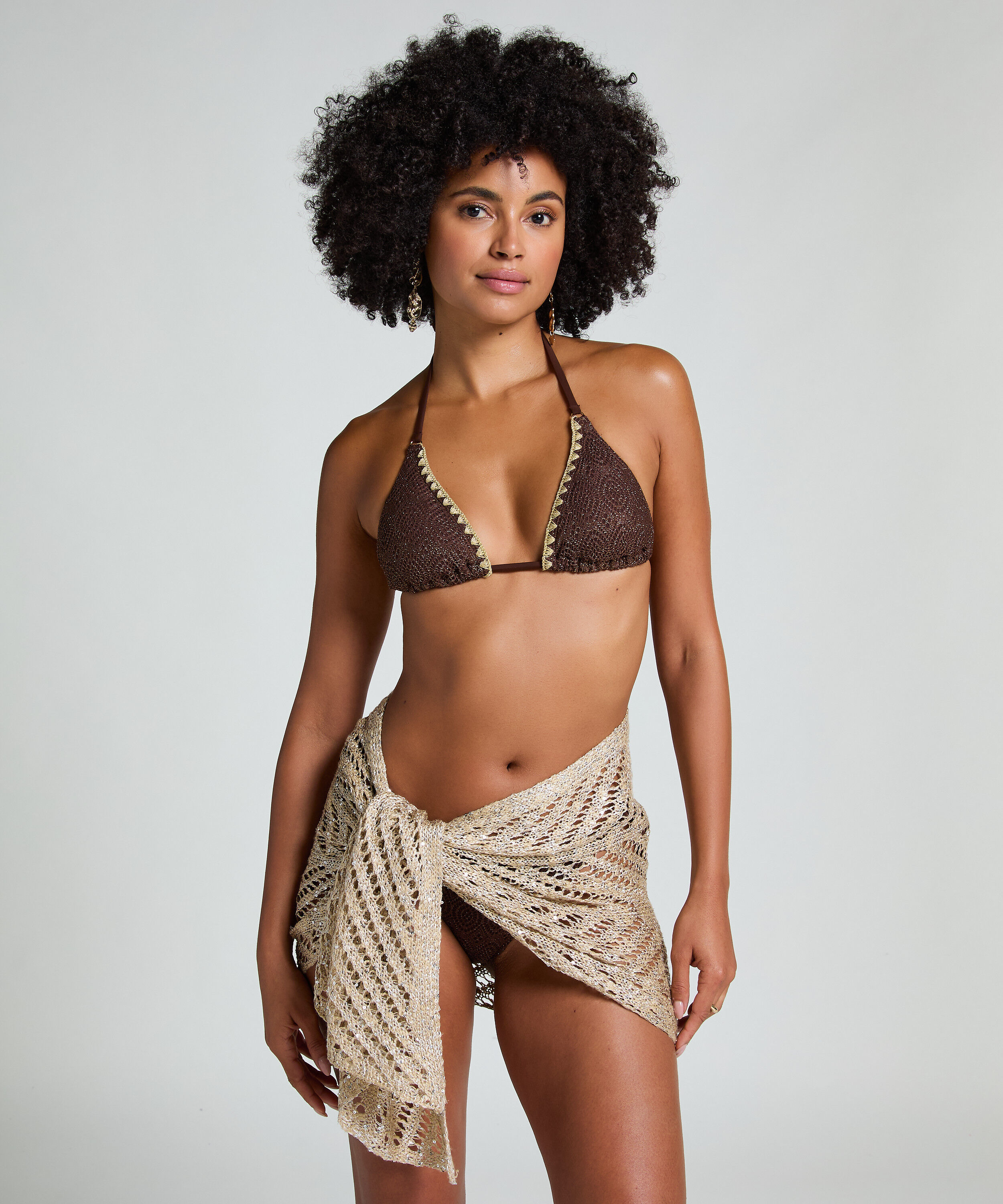 Strandpareo met pailletten, Beige