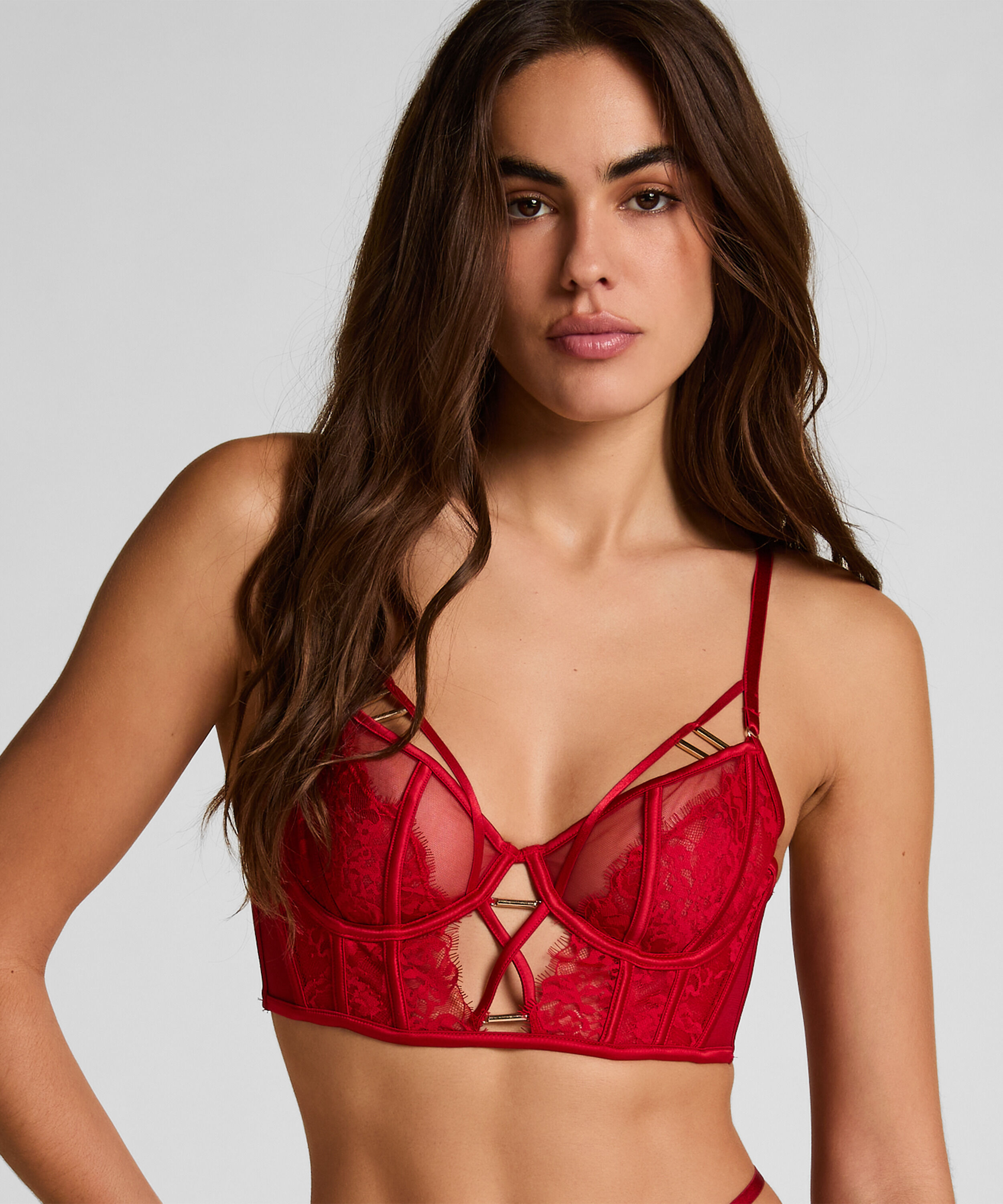 Niet-voorgevormde longline beugel bh Noeki, Rood