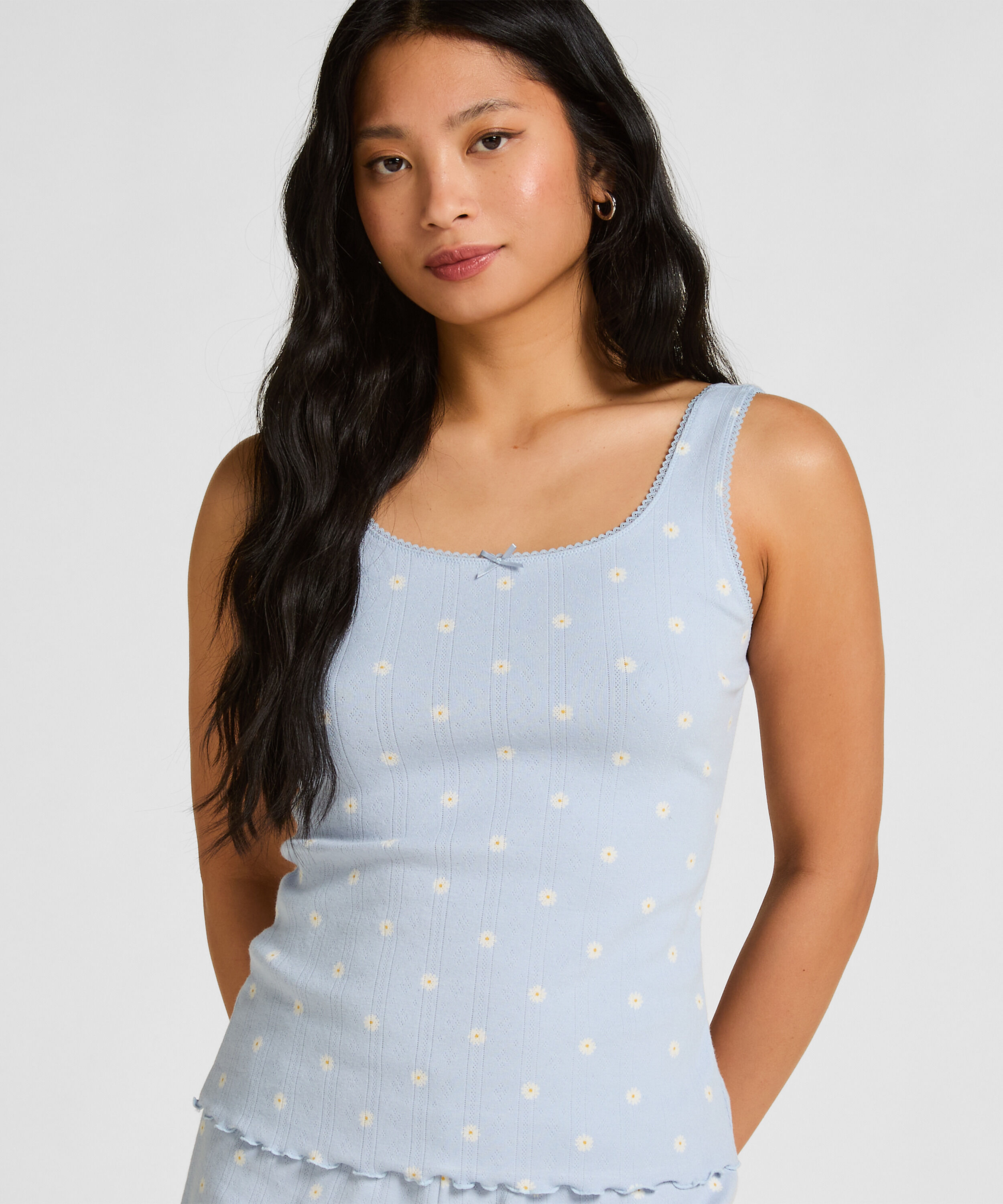 Pointelle Singlet, Blauw Pointelle Singlet, Blauw