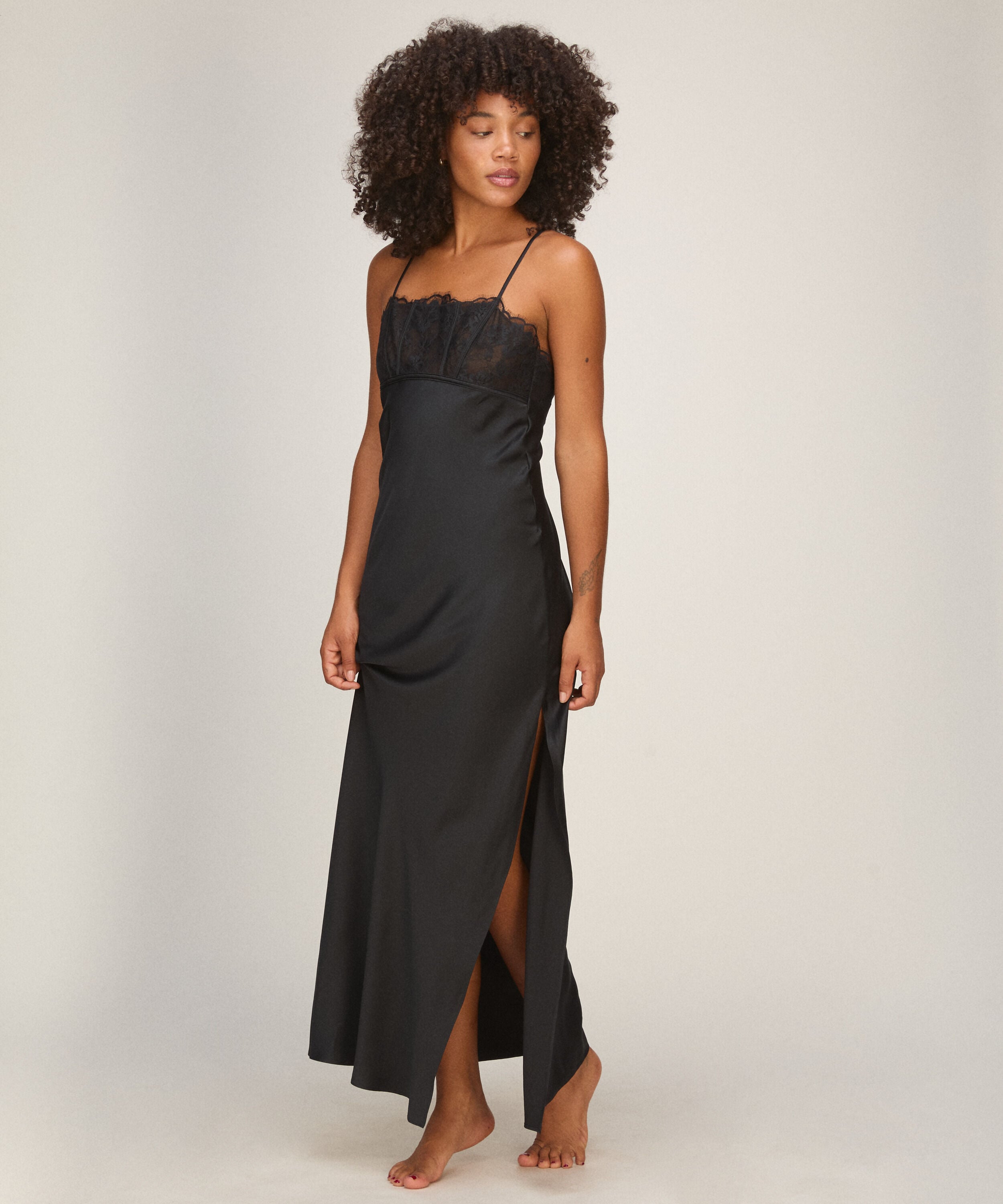 Lange Slipdress Lana, Zwart