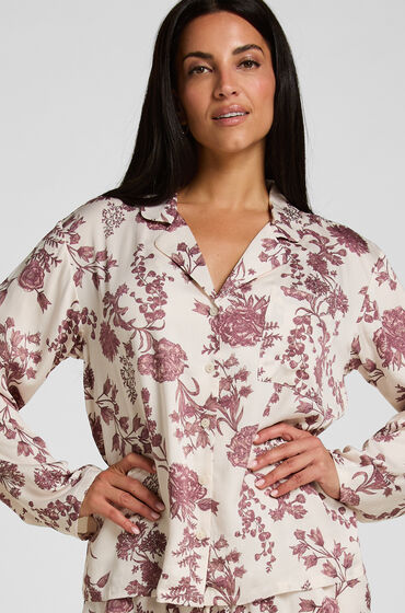 Hunkemöller Pyjama Jasje Woven Print Beige