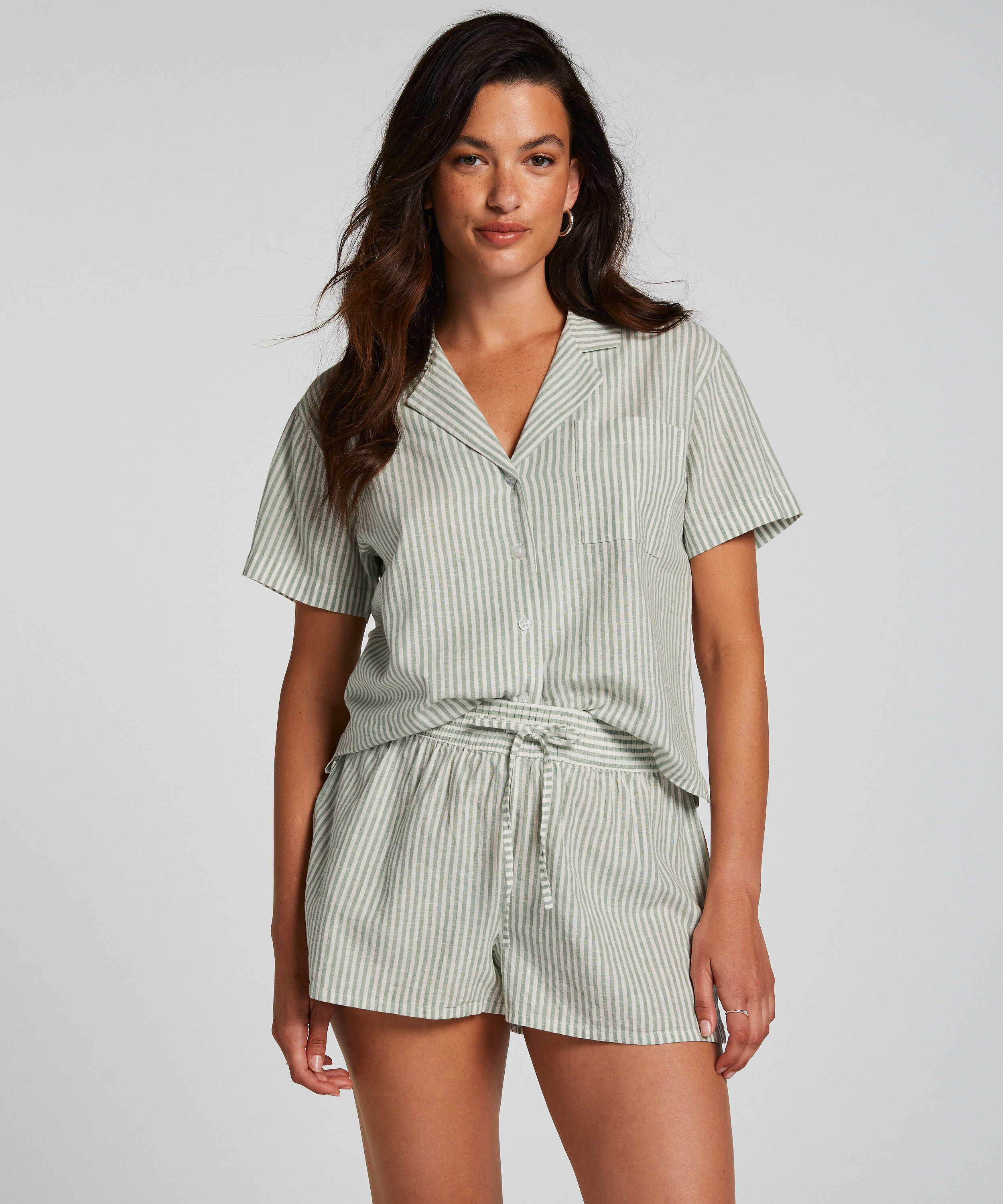Pyjama shorts Linnen, Groen