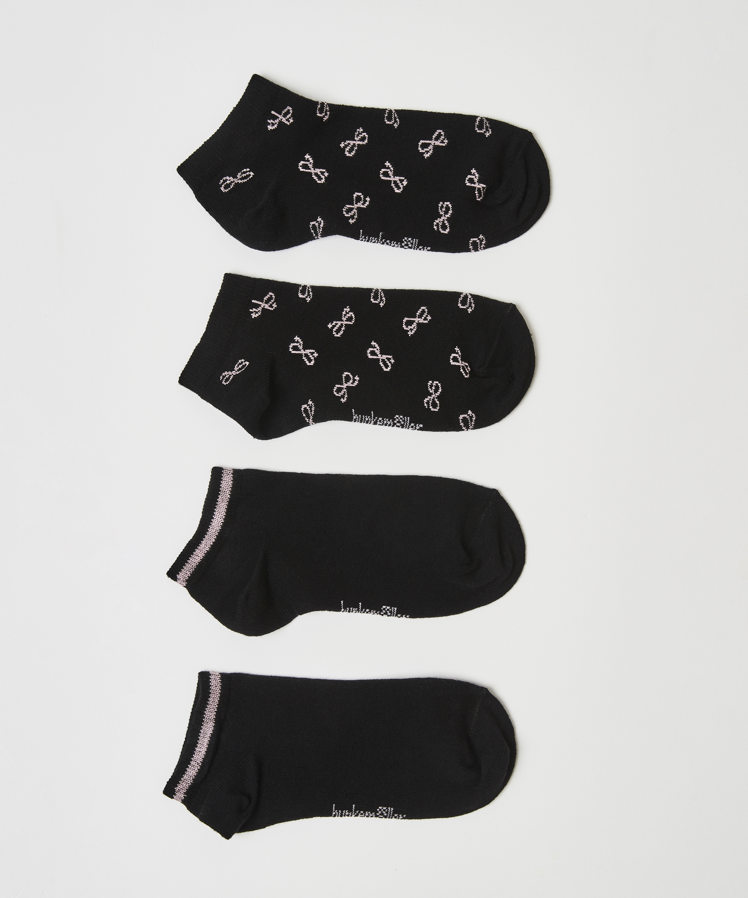 2 paar katoenen sokken trainerliners, Zwart, main