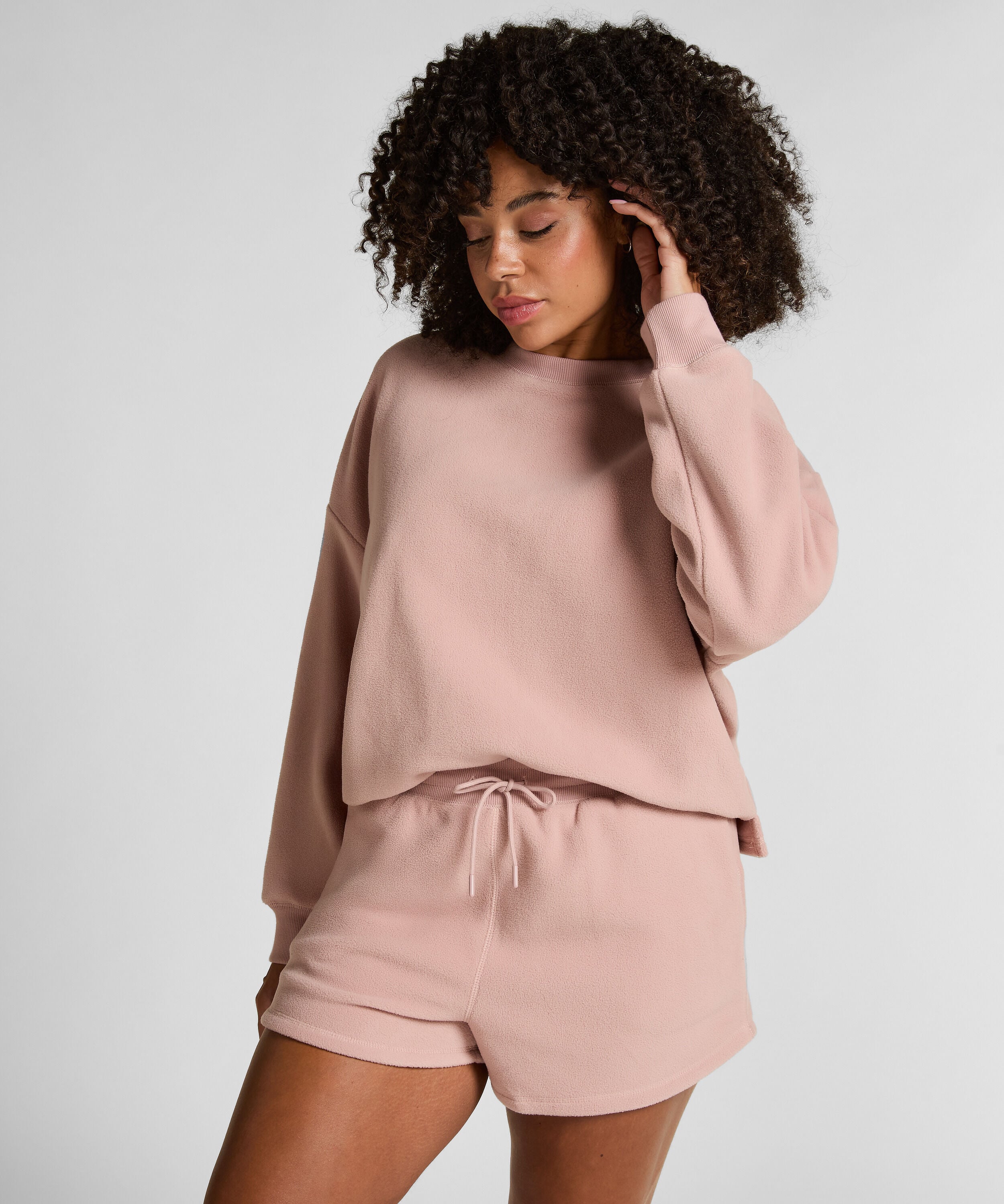 Sportieve fleece short, Roze