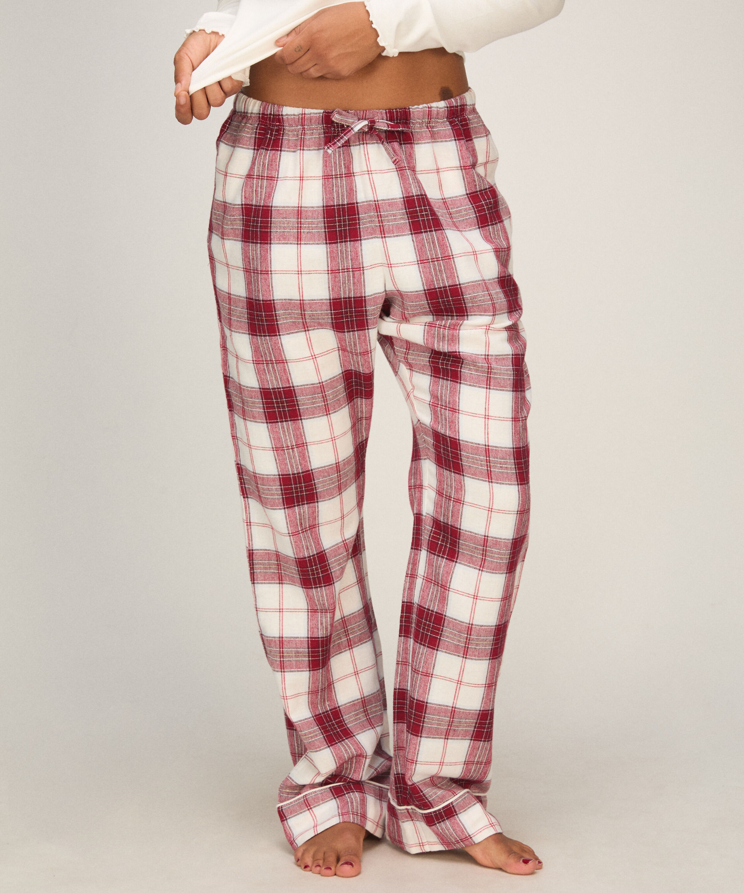 Tall Pyjamabroek Flanel, Wit