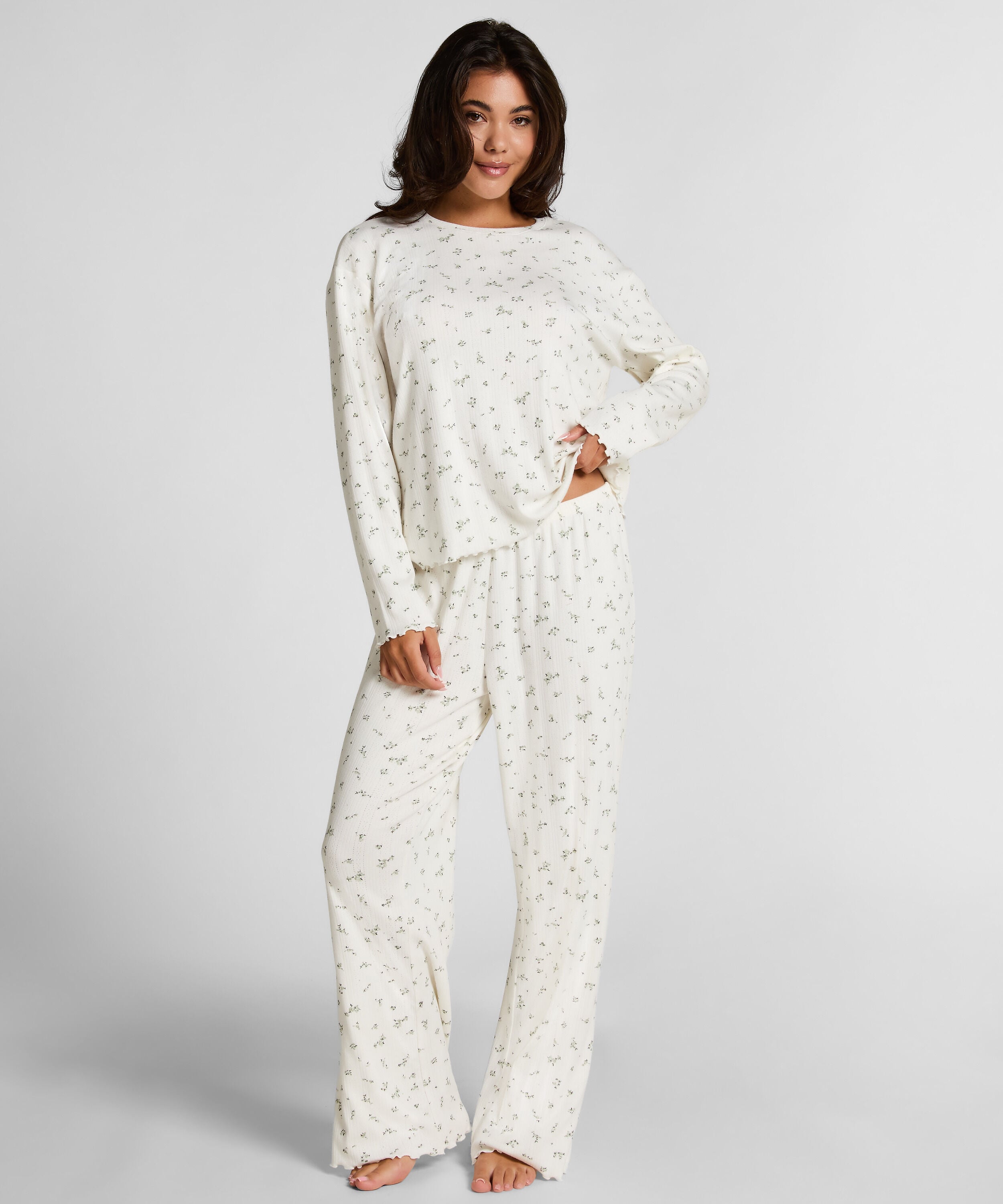 Pyjamabroek Loose Pointelle, Wit