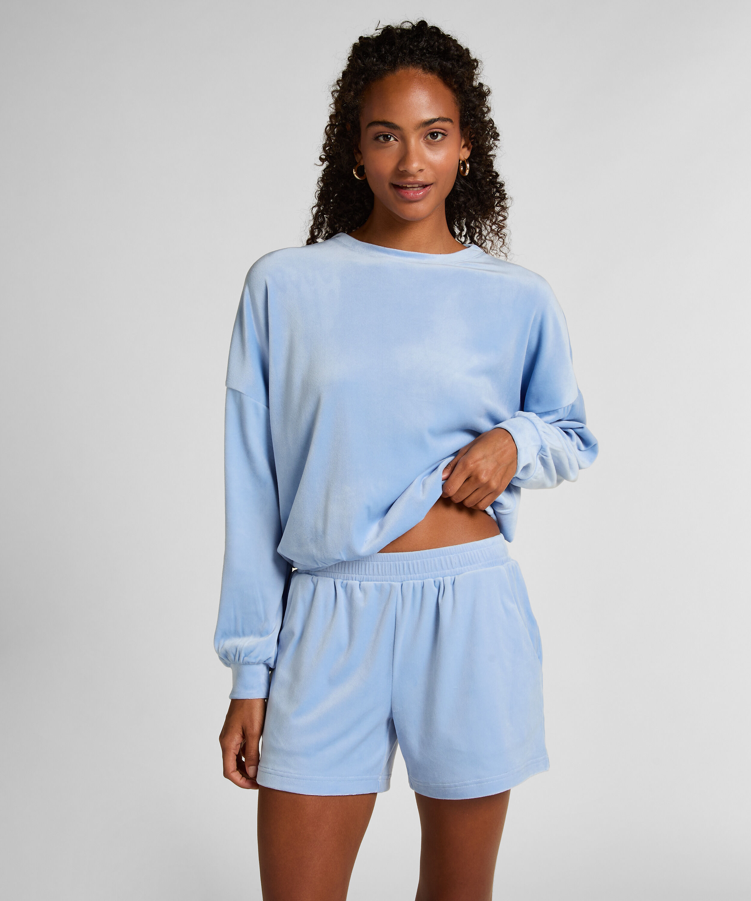 Shorts Velours Pocket, Blauw