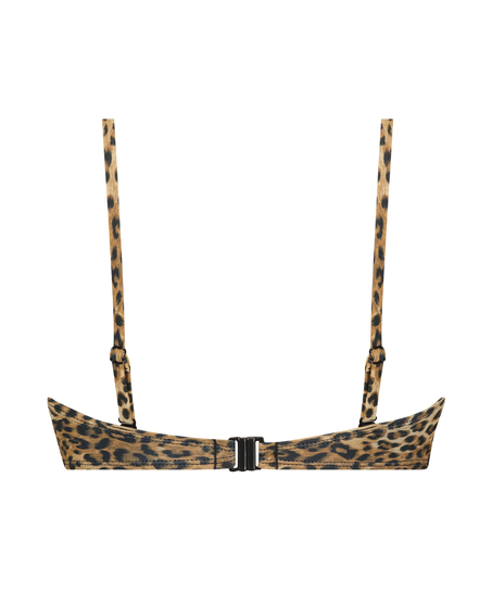 Voorgevormde strapless bikinitop Leopard, Bruin