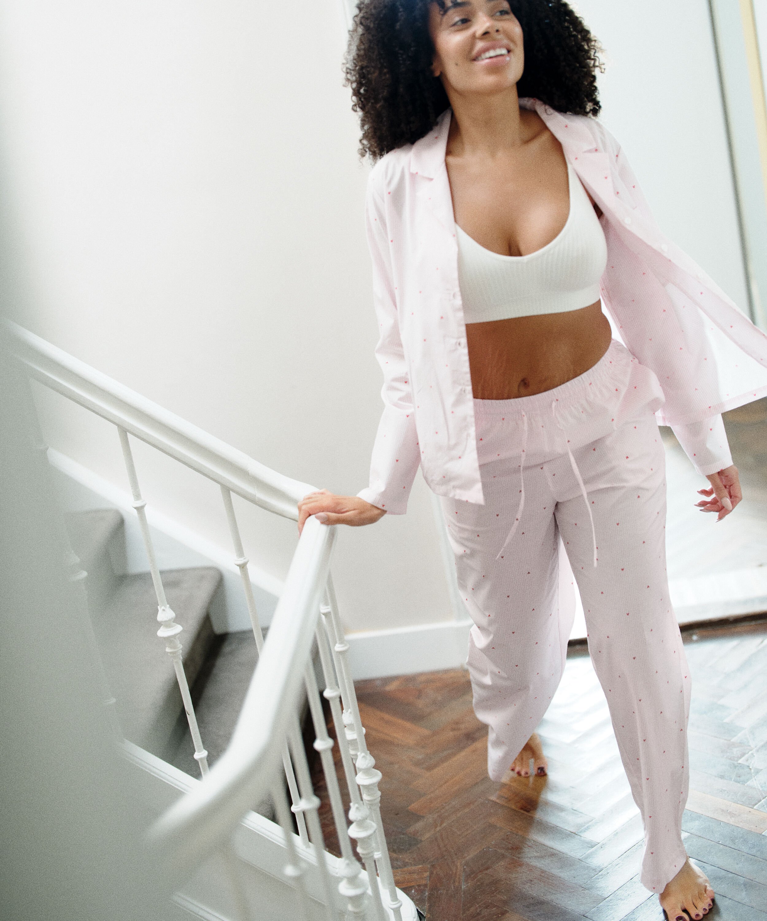 Gestreepte katoenen broek met Hartjes