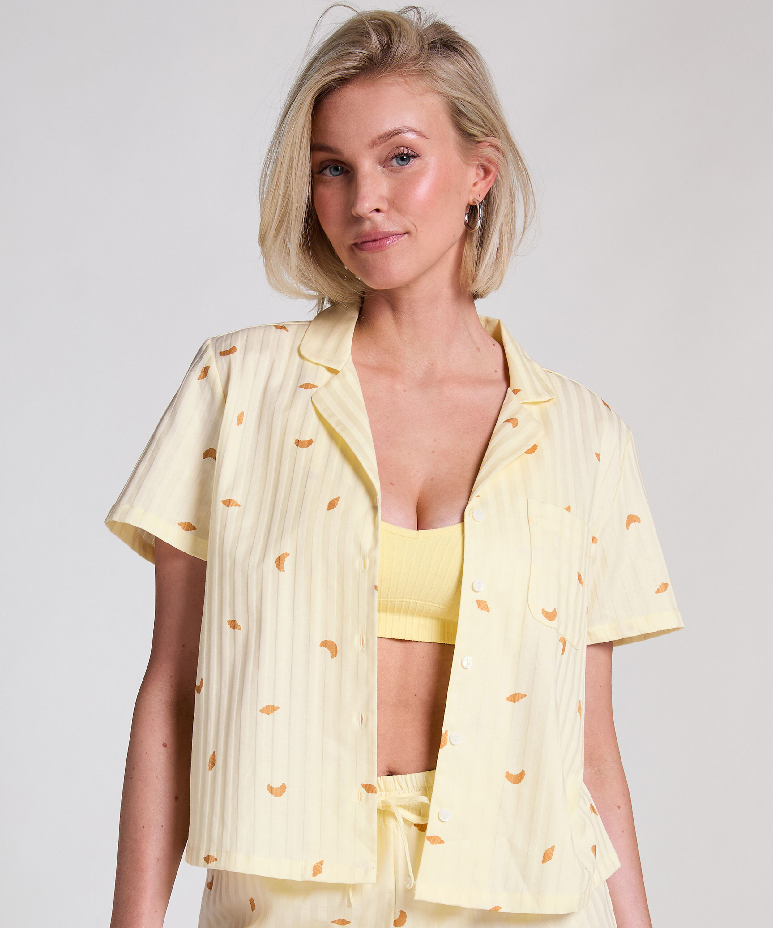 katoenen pyjama top, Geel