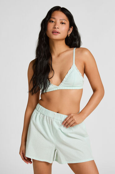Hunkemöller Pyjama Short Seersucker Blauw
