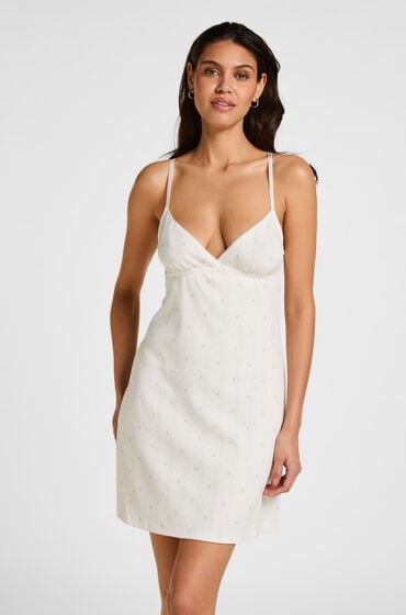 Hunkem&ouml;ller Pointelle slipdress Wit