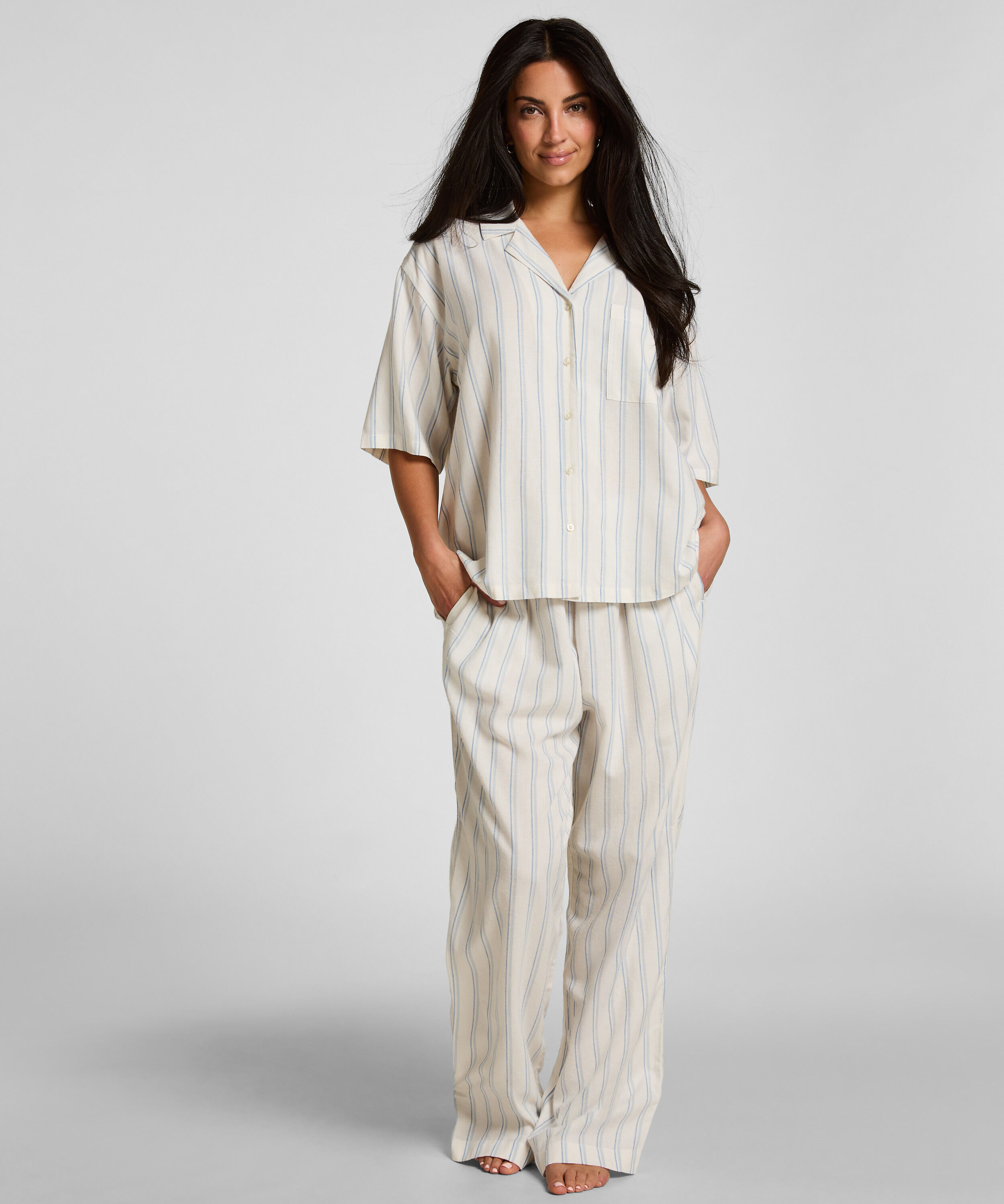 Linnen Pyjama Jasje, Wit Linnen Pyjama Jasje, Wit