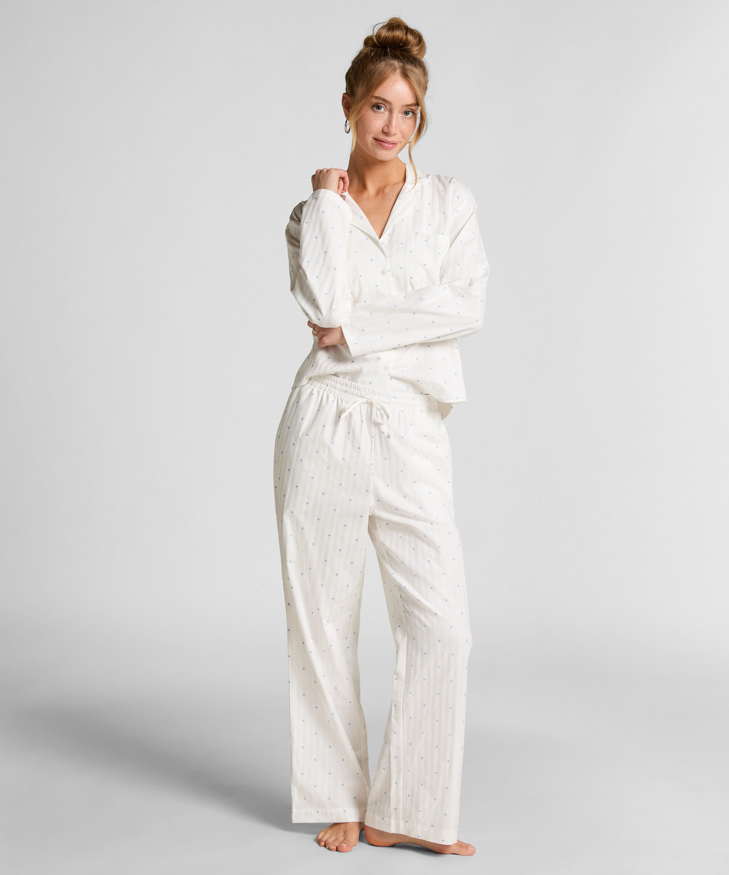 Pyjamabroek Jacquard Hearts, Blauw Pyjamabroek Jacquard Hearts, Blauw