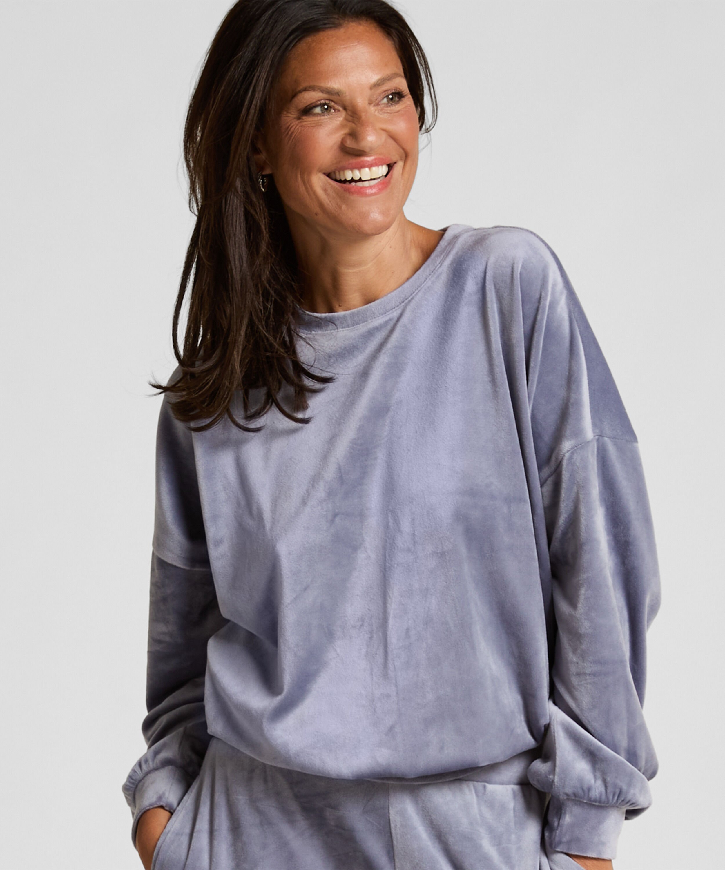 Velours Top, Blauw Velours Top, Blauw