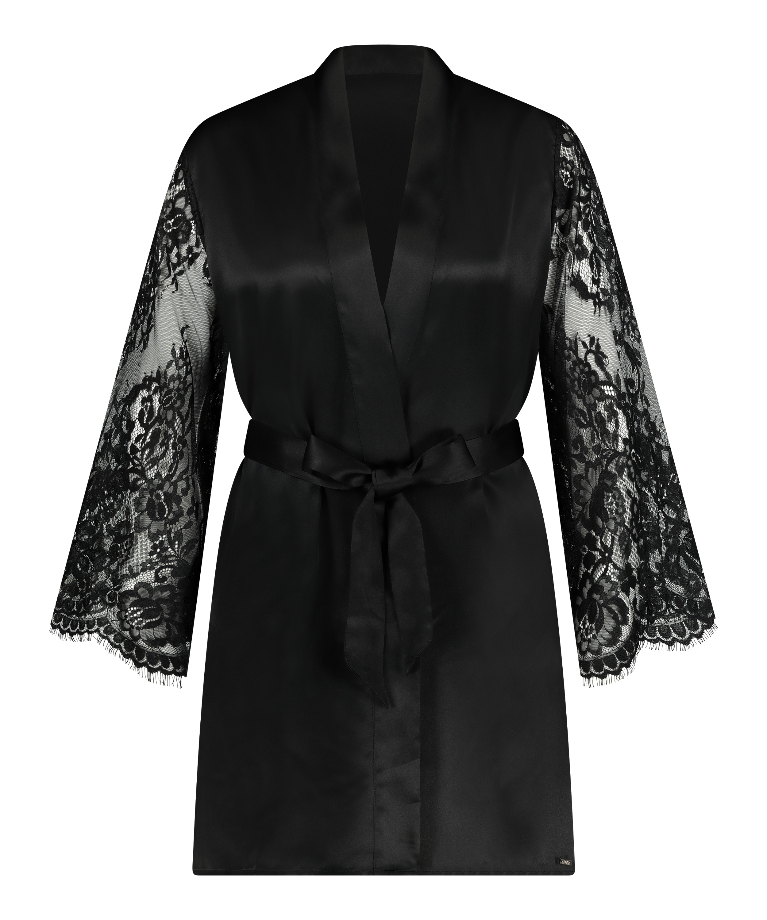 Kimono Zijde Lace Sleeve, Zwart, main