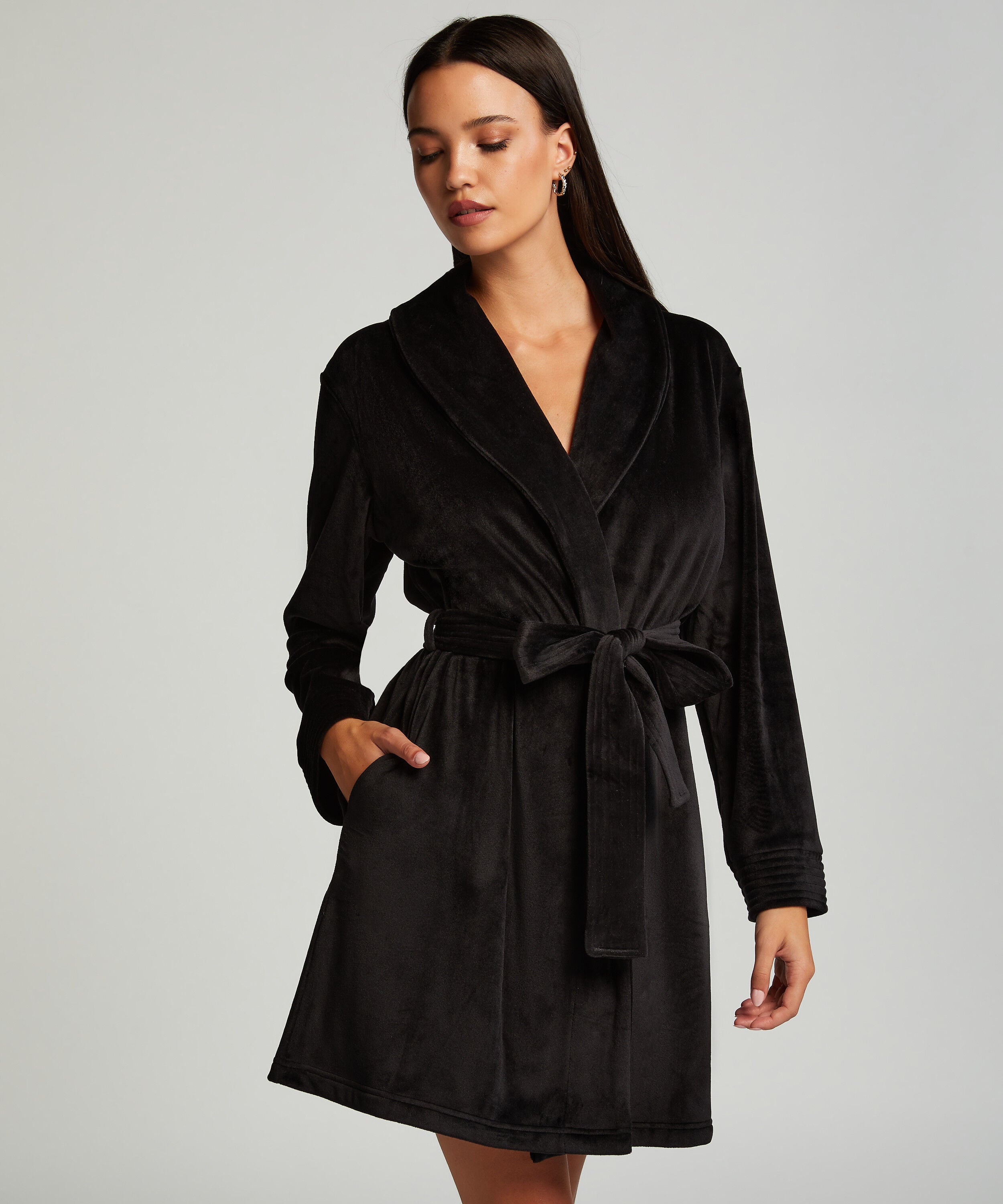 Badjas Velours, Zwart