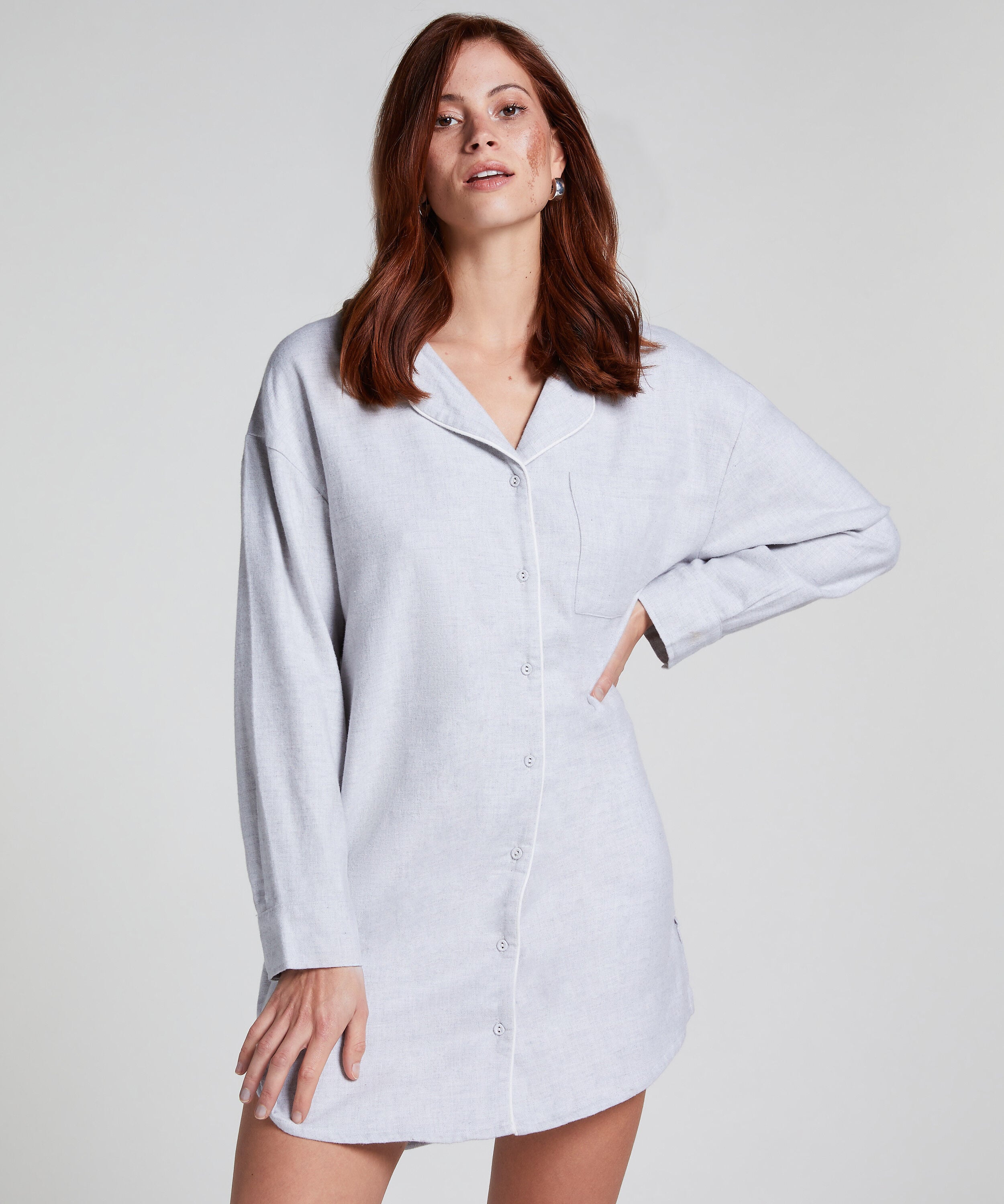 Nachthemd Flanel, Grijs