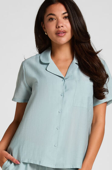 Hunkemöller Pyjama Jacket Crinkled Blauw