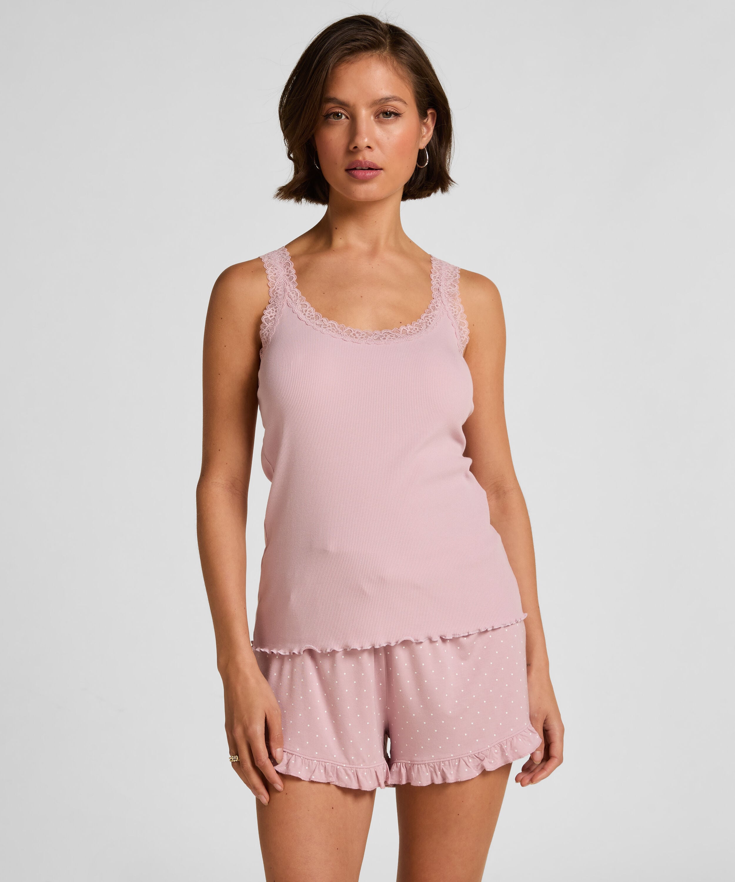Jersey broek met ruches