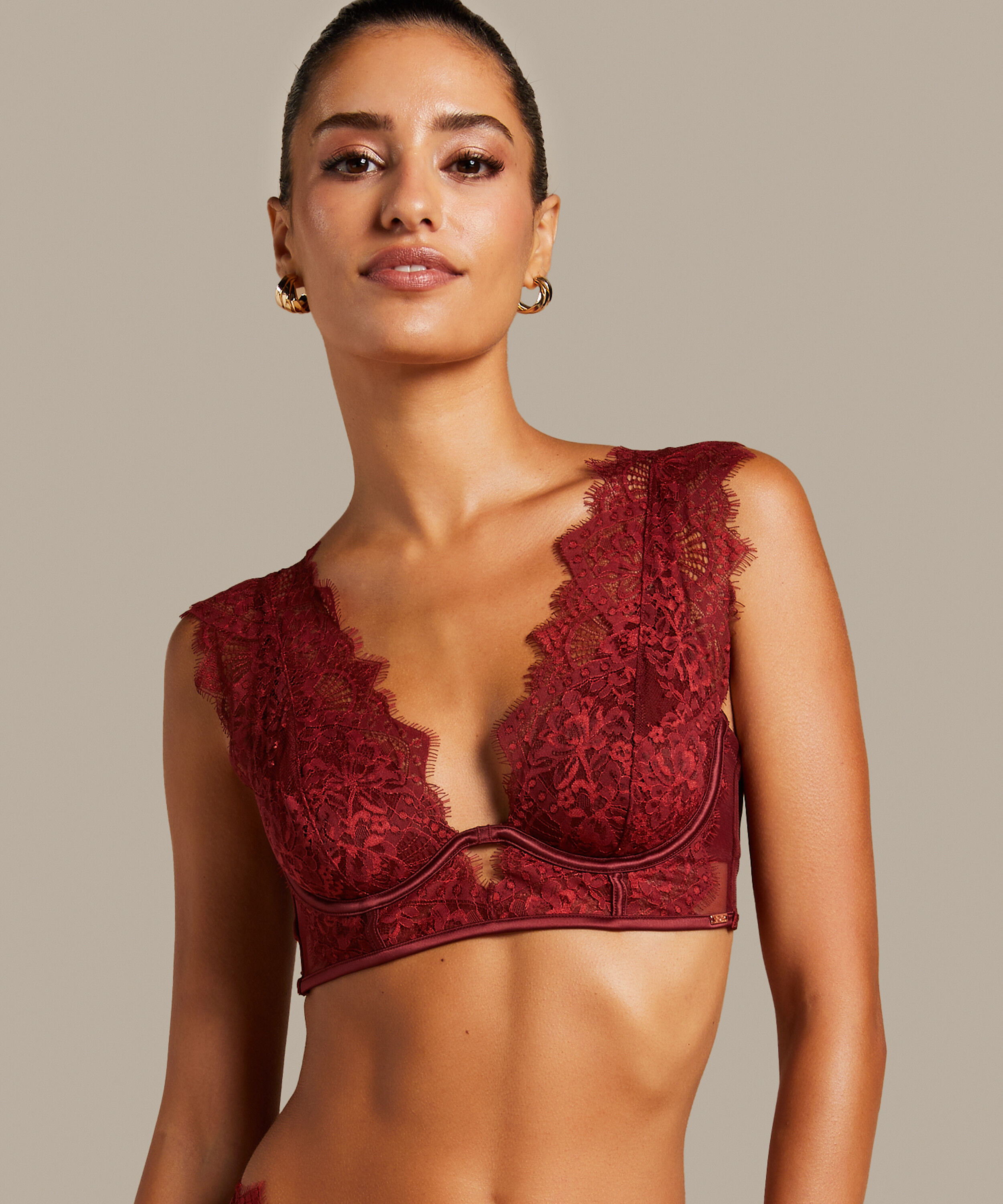 Niet-voorgevormde longline beugel bh Zoe, Rood