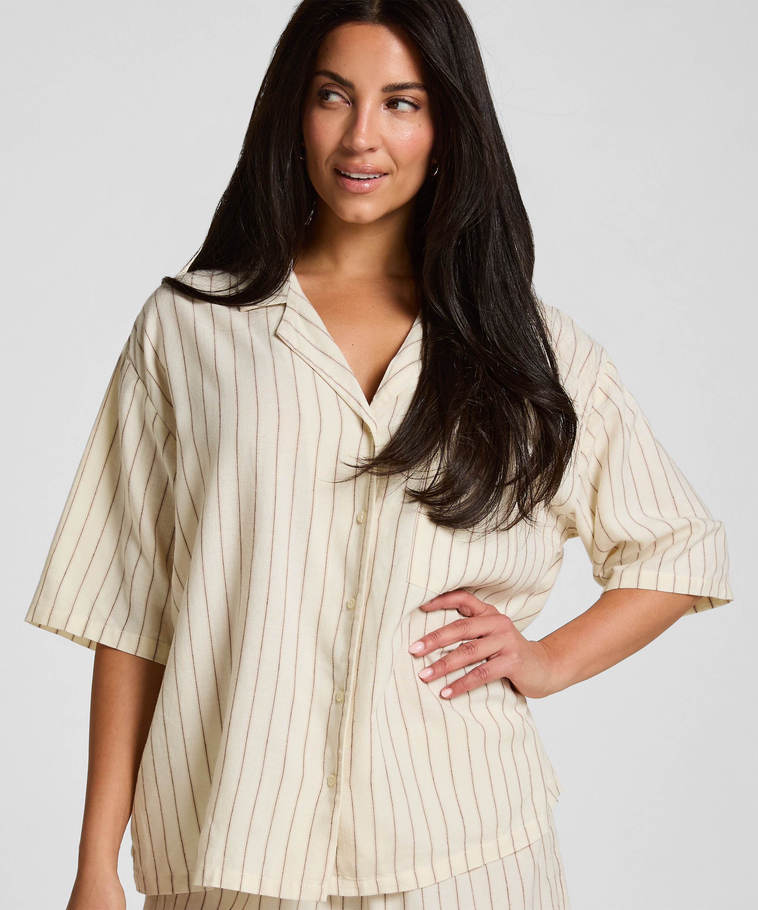 Linnen Pyjama Jasje, Beige Linnen Pyjama Jasje, Beige