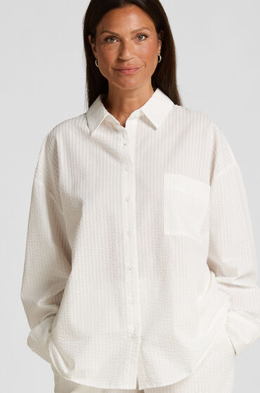 Hunkemöller Pyjamatop Katoen Seersucker Wit