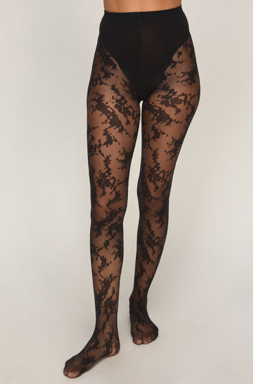Hunkemöller Panty 15 Denier All Over Lace Zwart