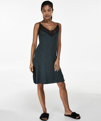 Slipdress Jersey lace, Groen