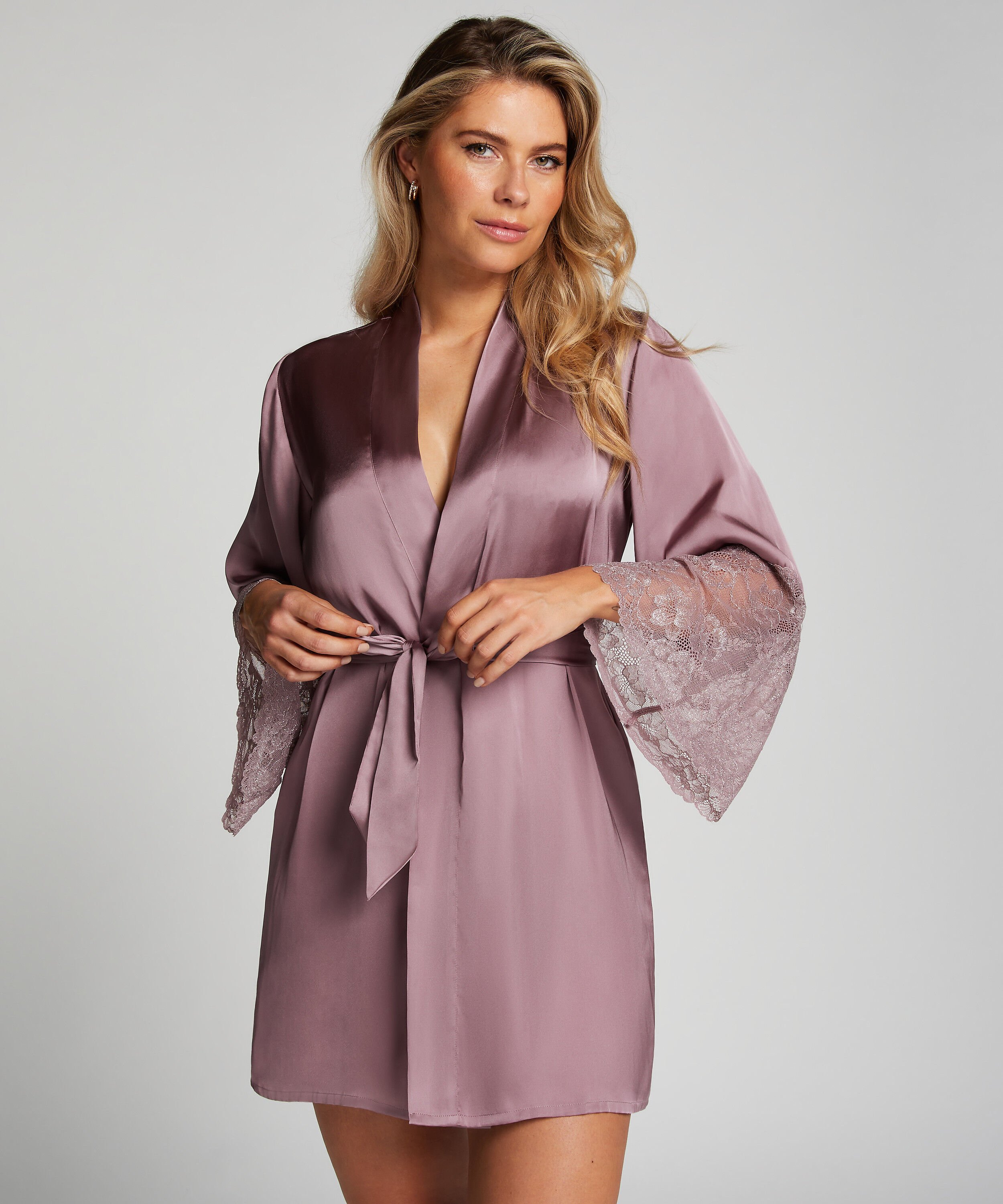 Kimono Satin, Paars Kimono Satin, Paars