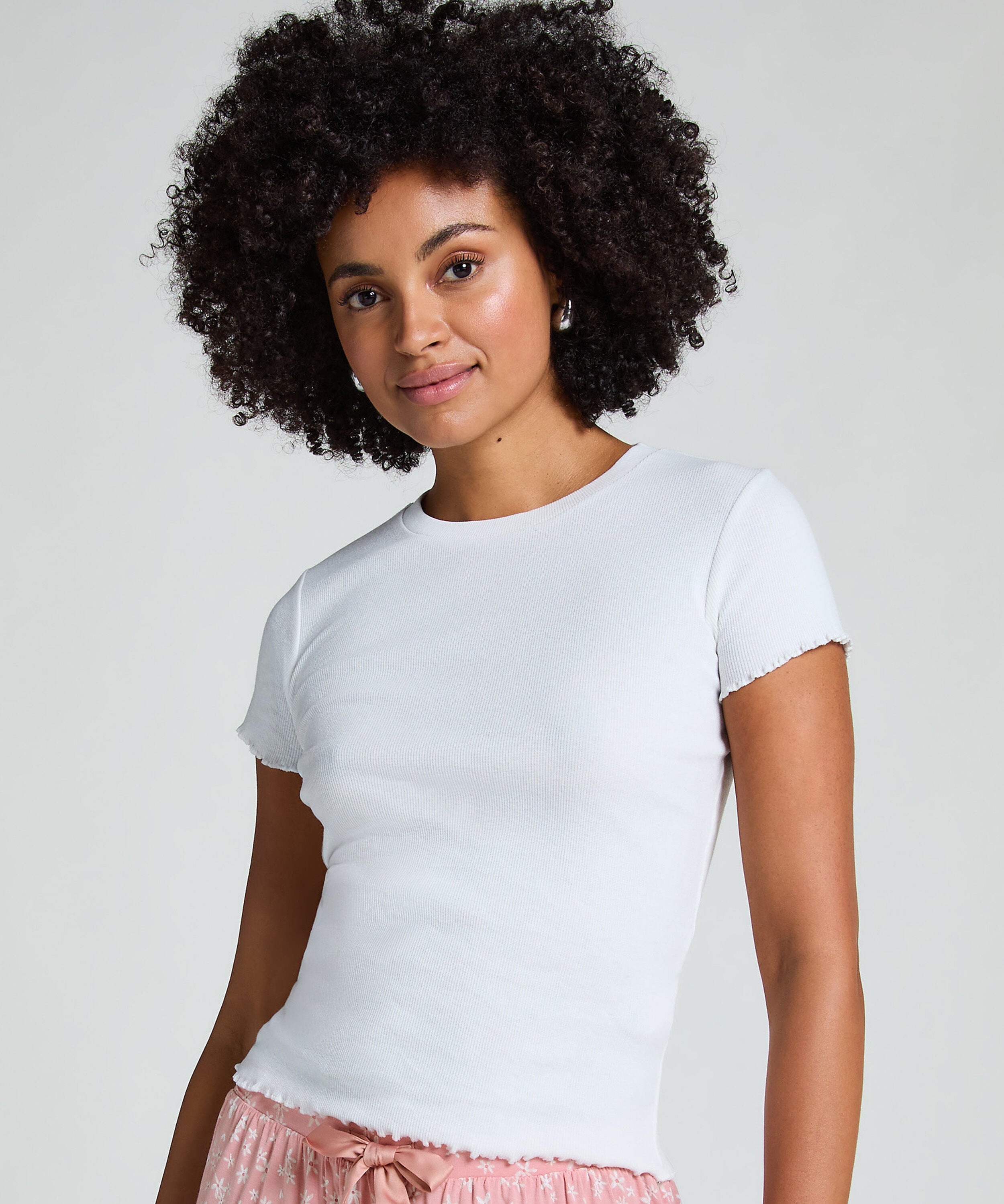 Katoenen shirt met korte mouwen, Wit