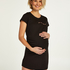 Zwangerschapsnachthemd met korte mouwen, Zwart