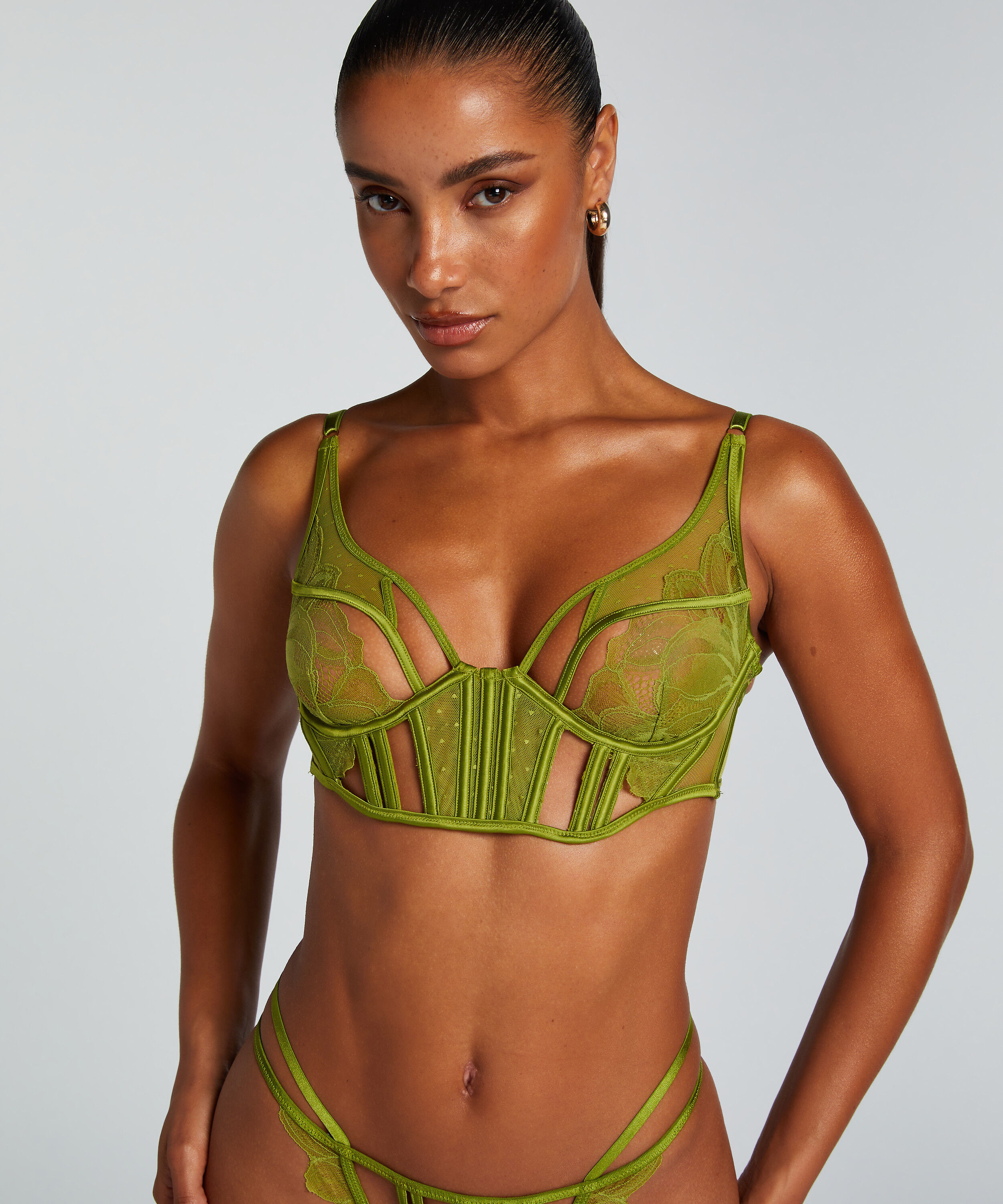 Niet-voorgevormde longline beugel bh Billie, Groen