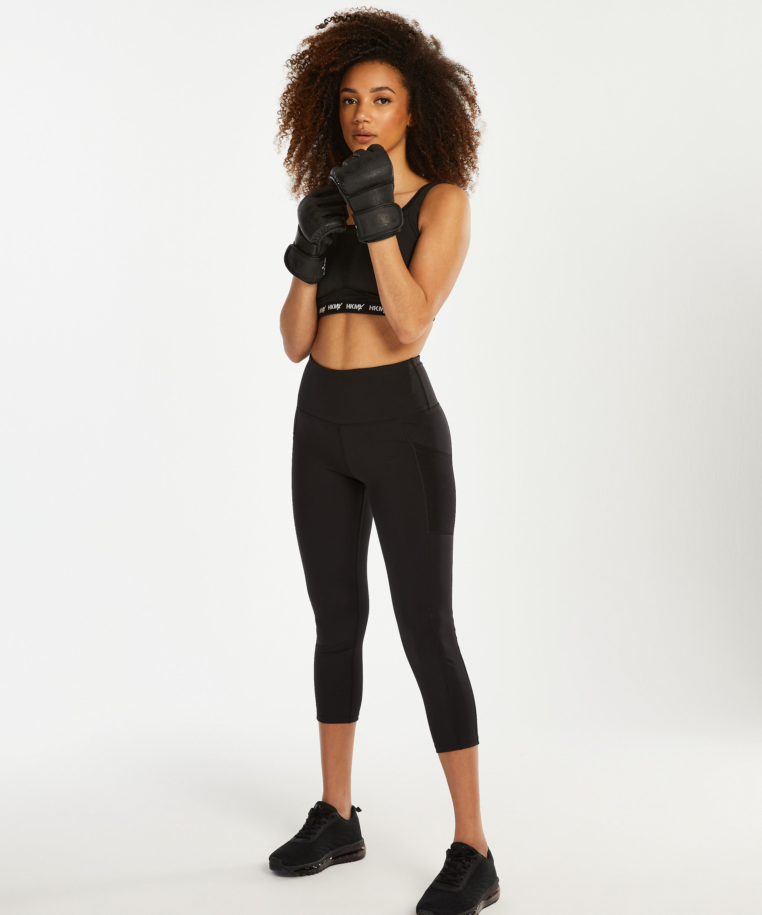 HKMX High waisted capri mesh level 2, Zwart