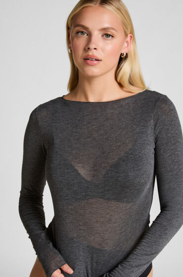 Hunkemöller super soft Boothals Shirt met Cashmere Grijs