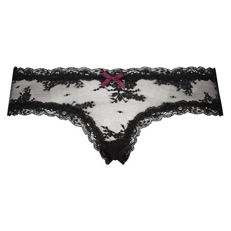 Brazilian V-shape Floral Mesh, Zwart