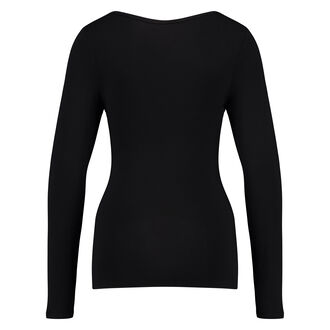 Top V-hals longsleeve, Zwart
