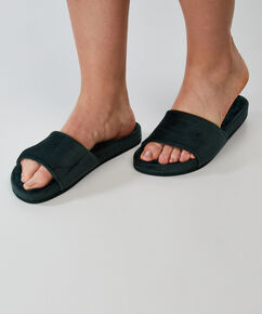 Slipper velours fake fur, Groen