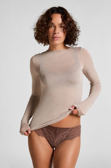 Hunkemöller super soft Boothals shirt met Cashmere Grijs