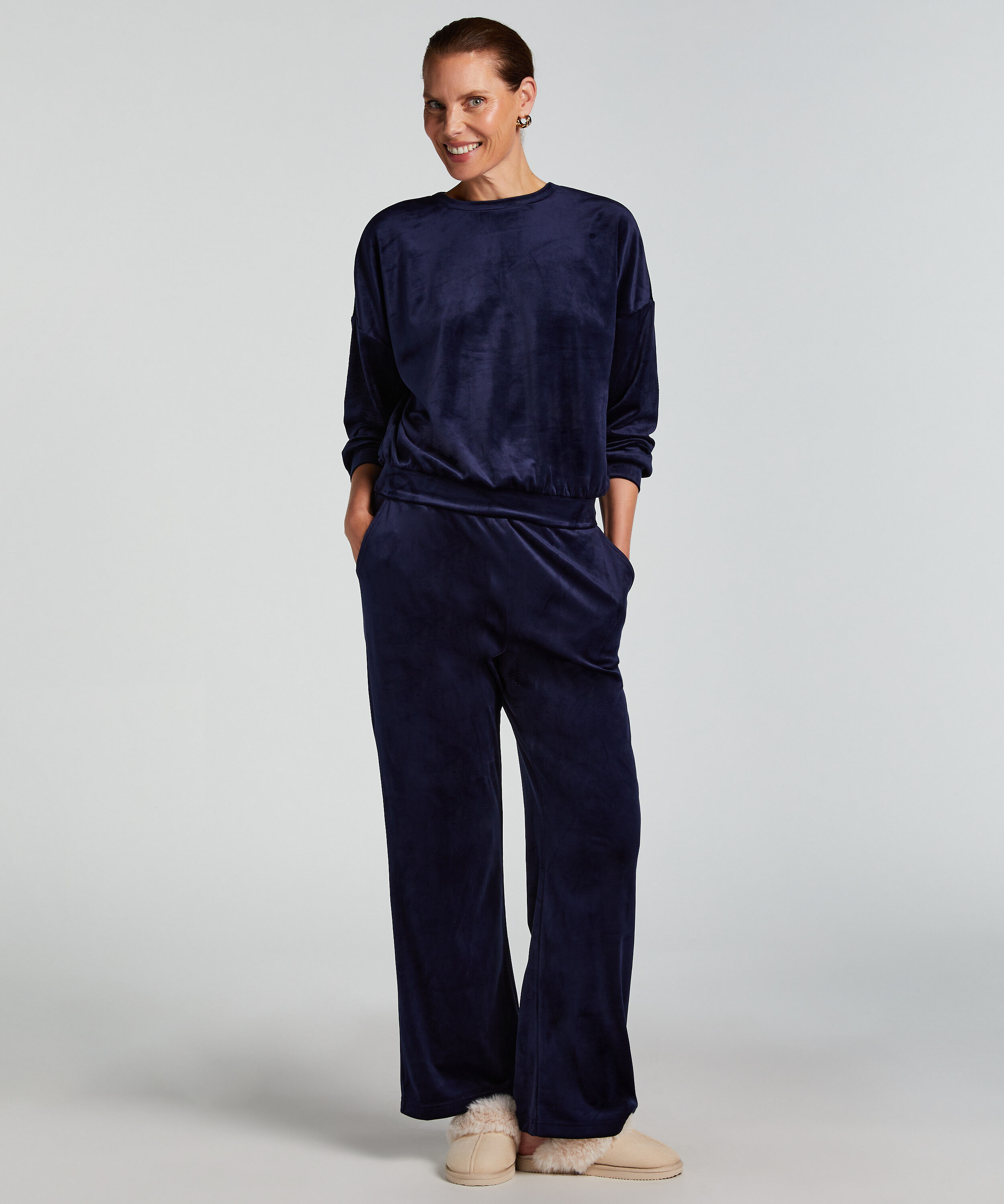 Velours pyjamabroek, Blauw