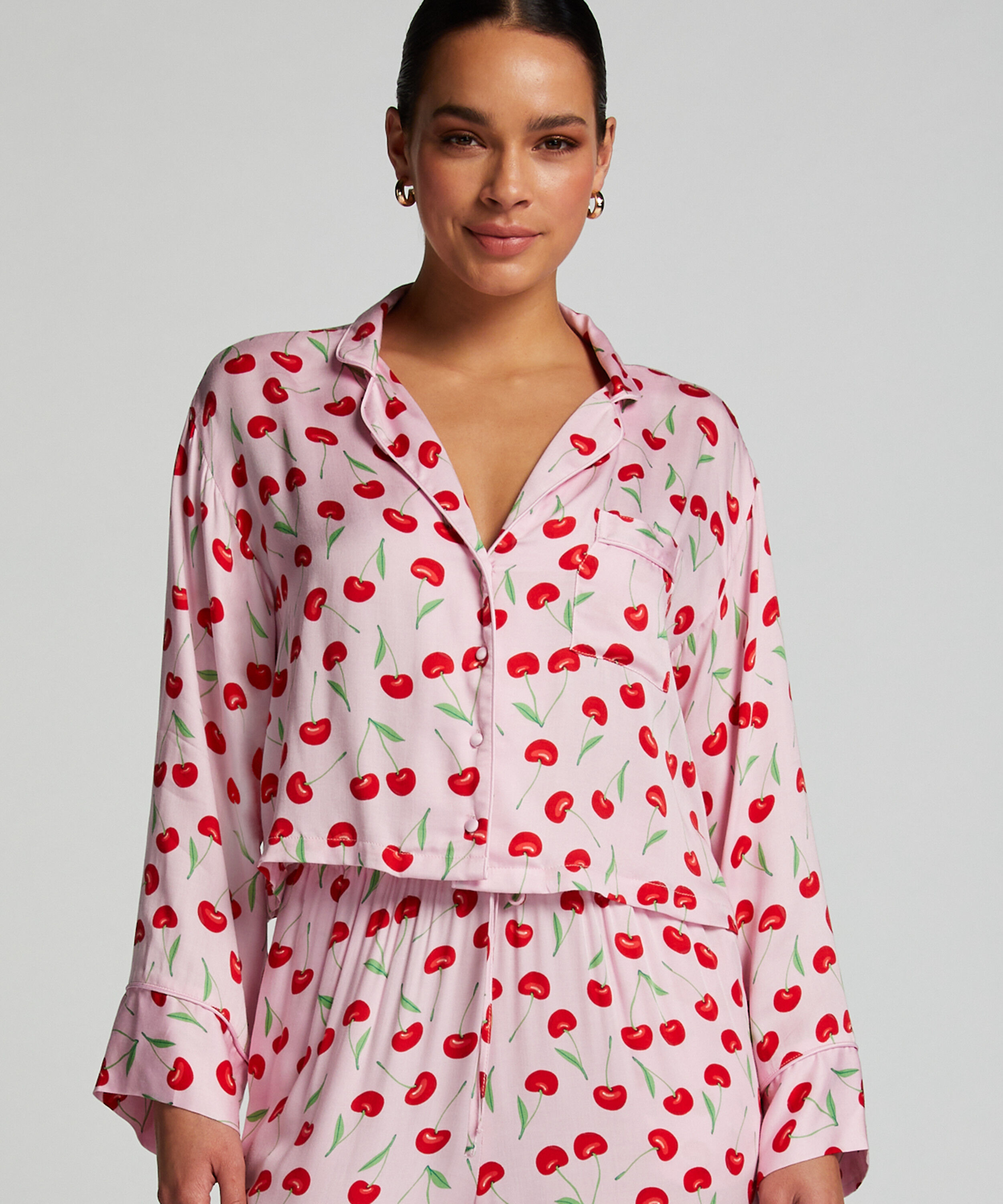 Pyjama top Twill, Roze