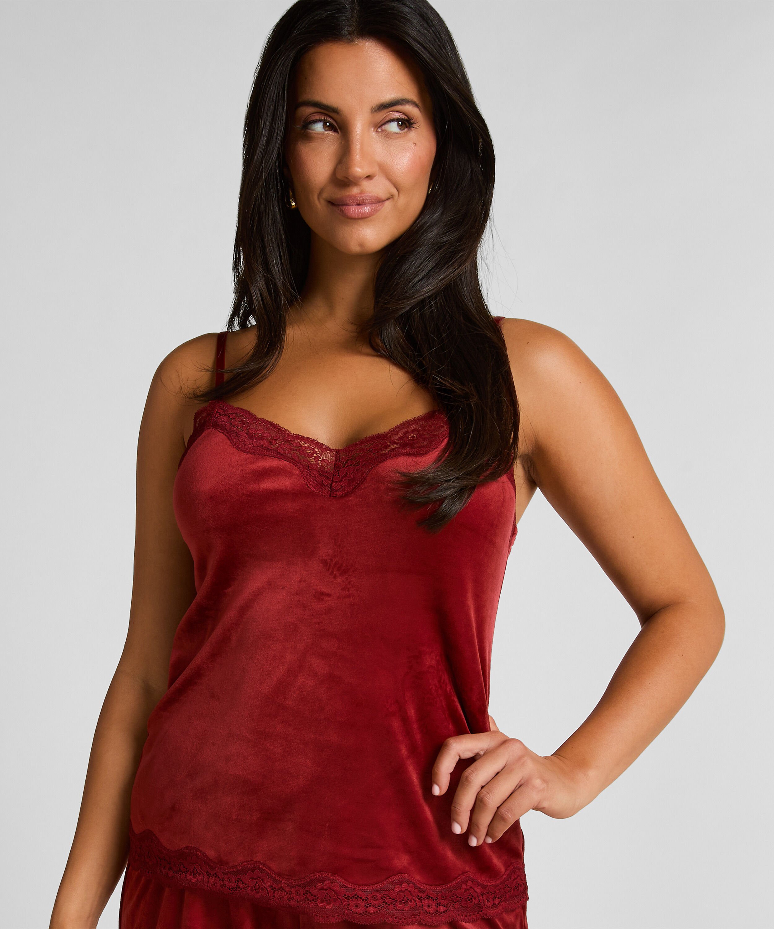 Cami top Velours Lace, Rood