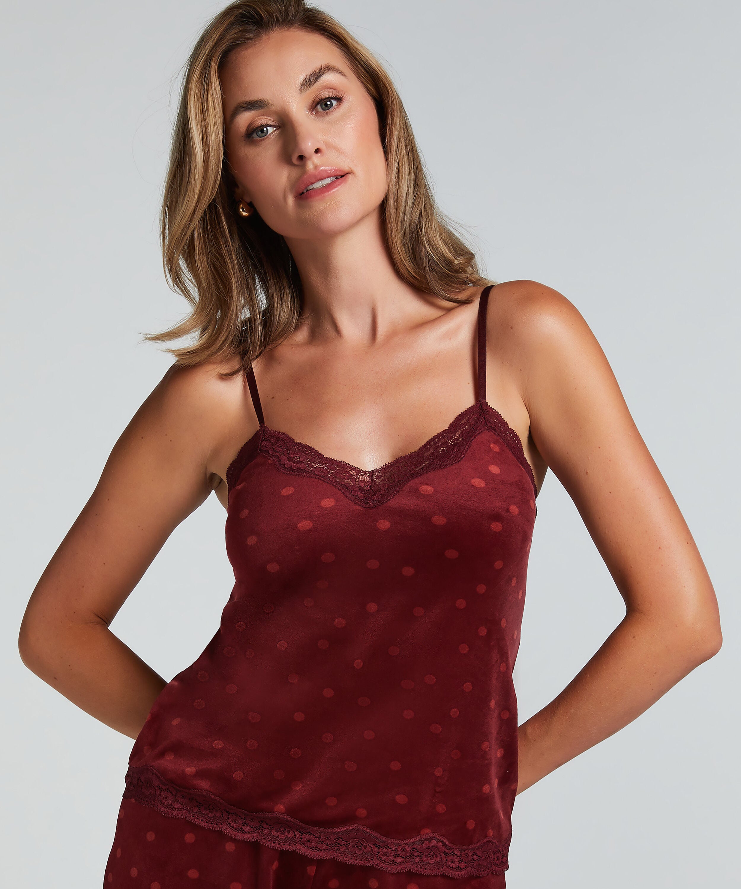 Pyjama Cami Velours Scallop Lace, Paars