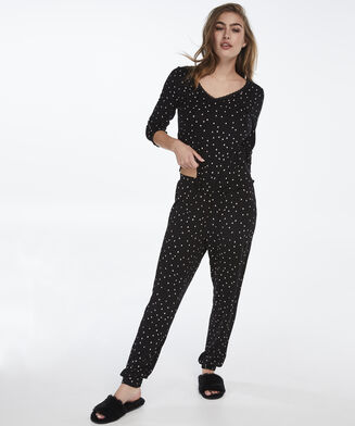 Lange pyjama set, Zwart