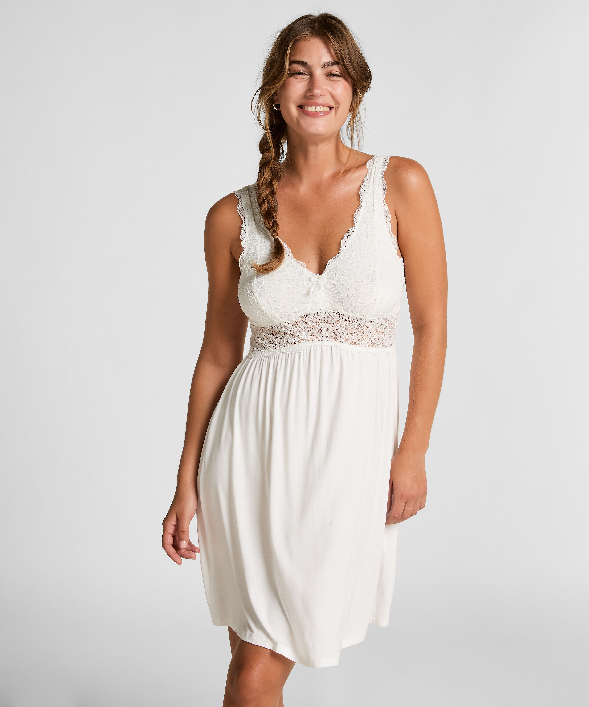 Slipdress Nora Lace, Wit