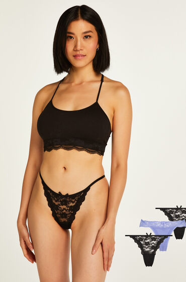 Hunkemöller 3-pack mini-strings Zwart