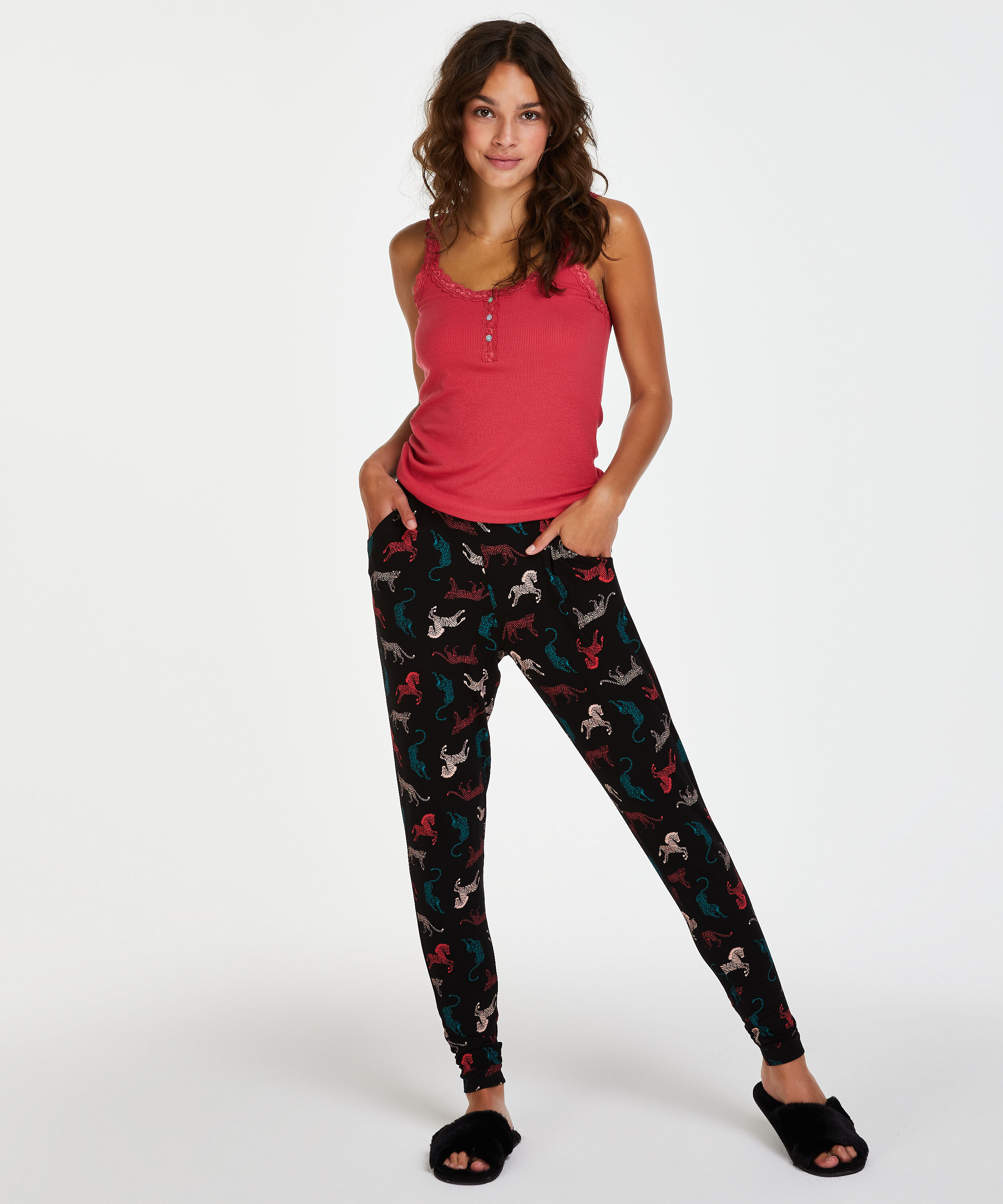 Pyjamabroek Jersey, Zwart Pyjamabroek Jersey, Zwart