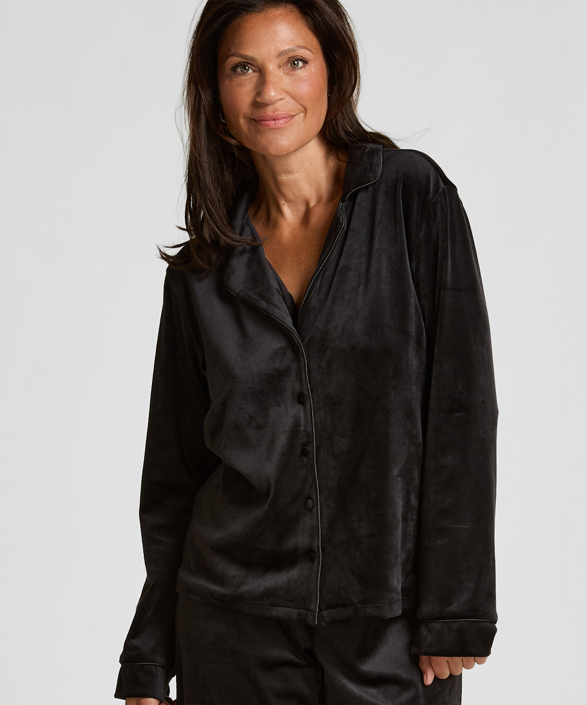 Lange mouwen jacket velours, Zwart