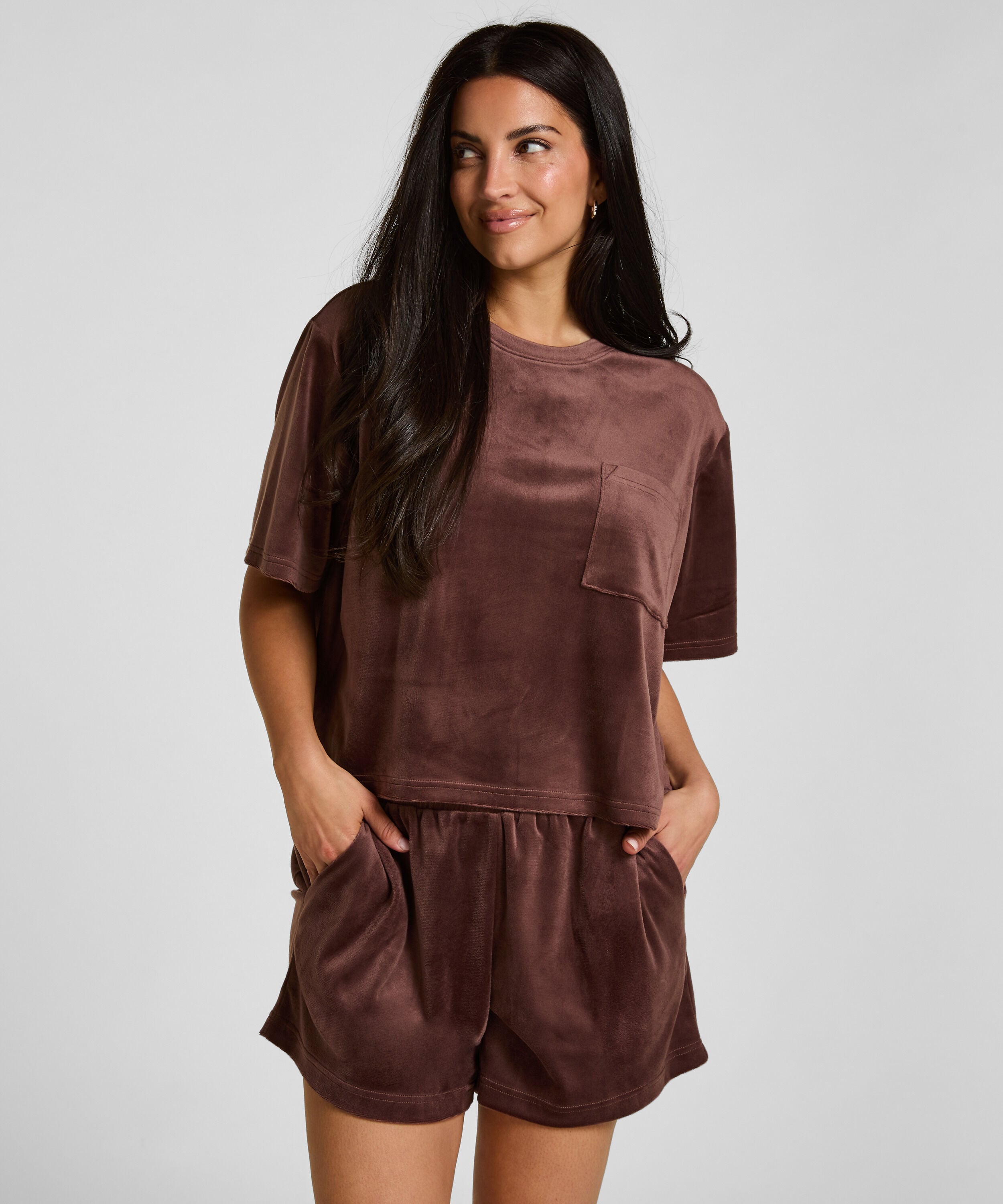 Shorts Velours Pocket, Groen Shorts Velours Pocket, Groen